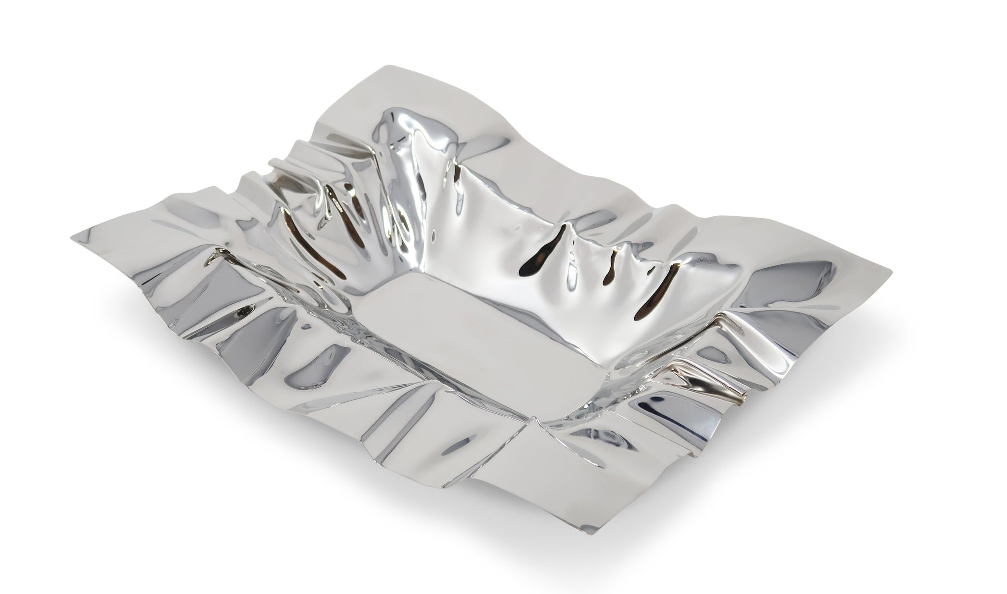 Rectangle Crumpled SS Bowl 14.25"L