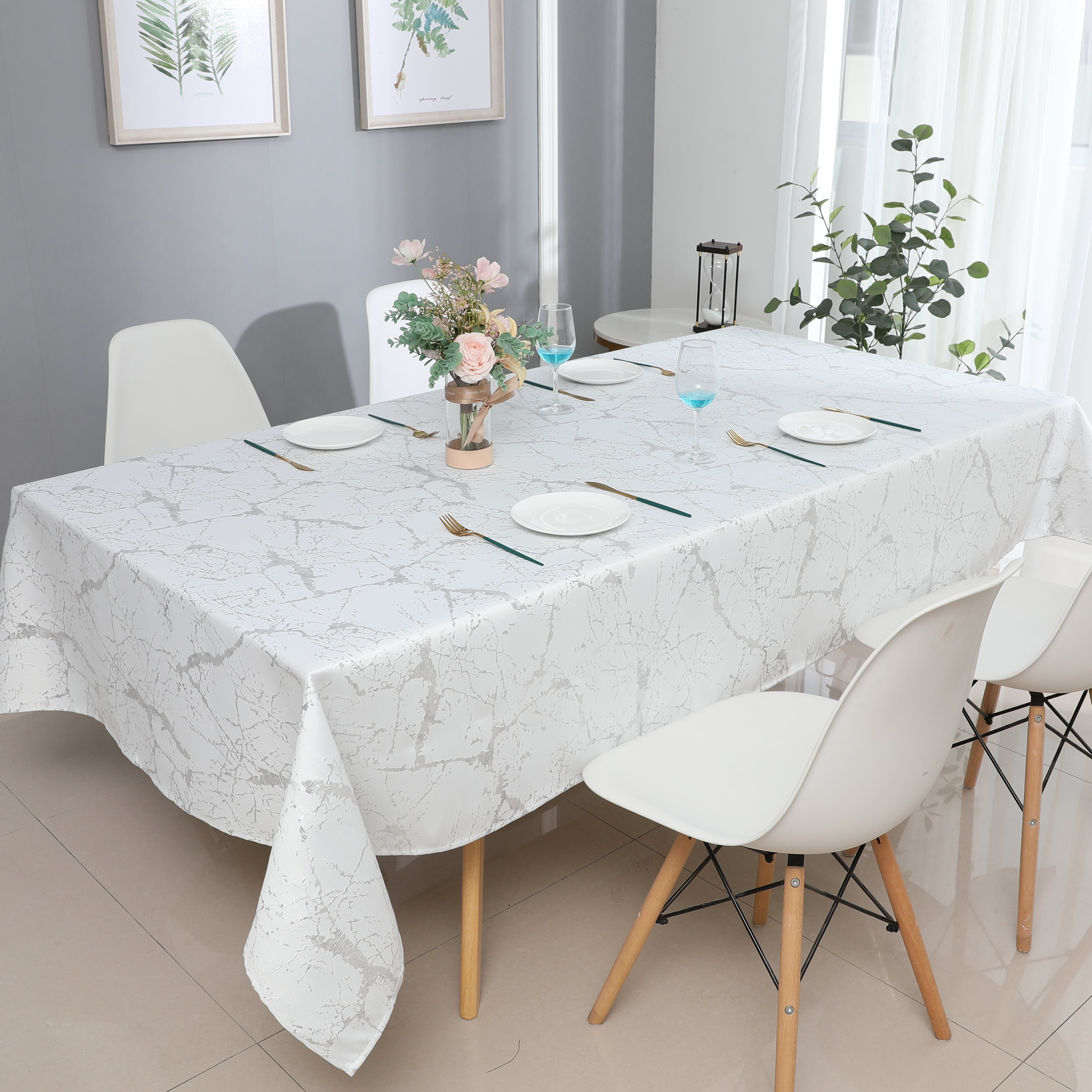 TC1306- Jacquard marble white/silver 70 x 160