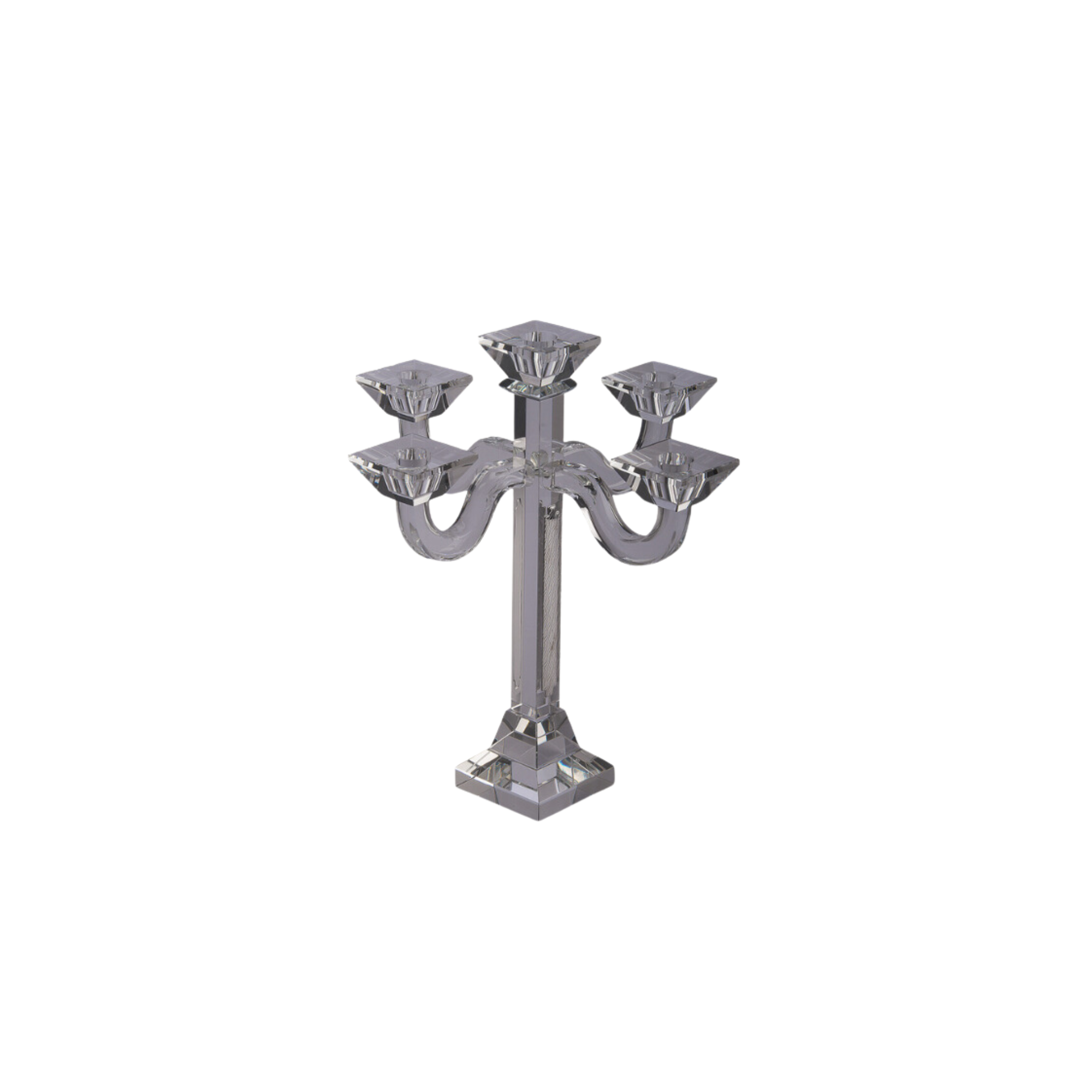 13"H Crystal and SS 5 Branch Candelabra