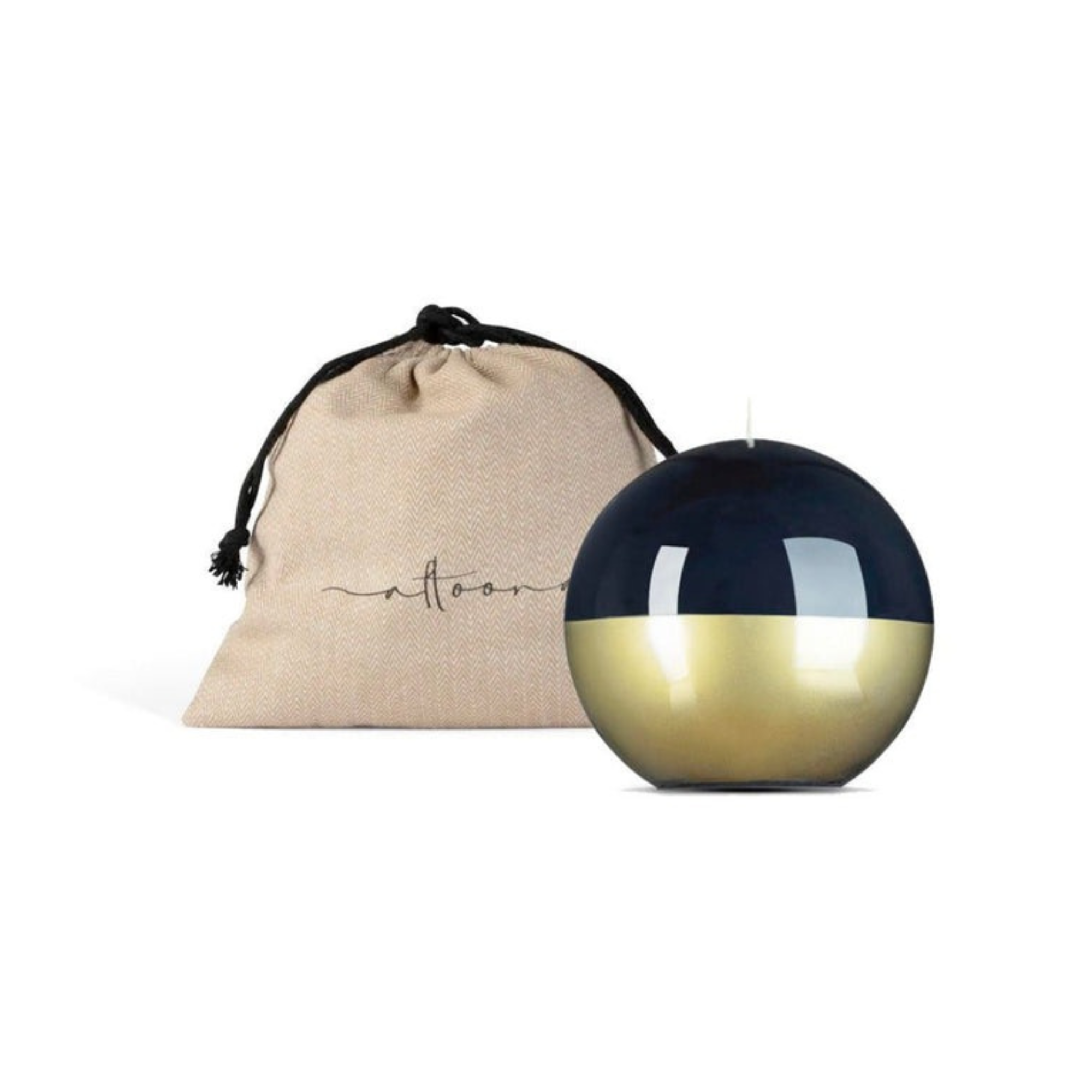 4 inch High Gloss Metallic Candle Sphere Black & Gold