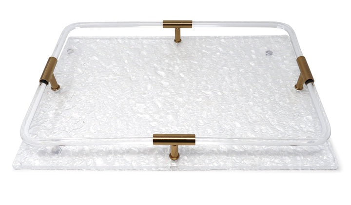 Acrylic Tray with Gold Detail on Handles 15.75"L