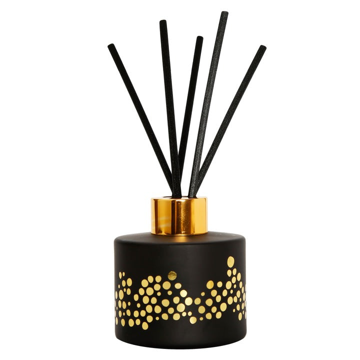 Gold Spotted Black Bottle Diffuser, "English Pear & Frees" Aroma