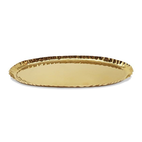 Gold Stainless Steel Crushed Oblong Tray, 17.5"L