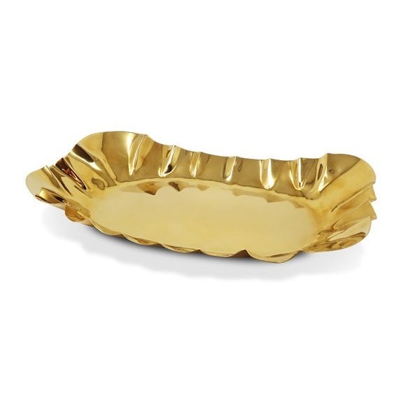 Gold Stainless Steel Hammered Serving Tray, 17.25"L