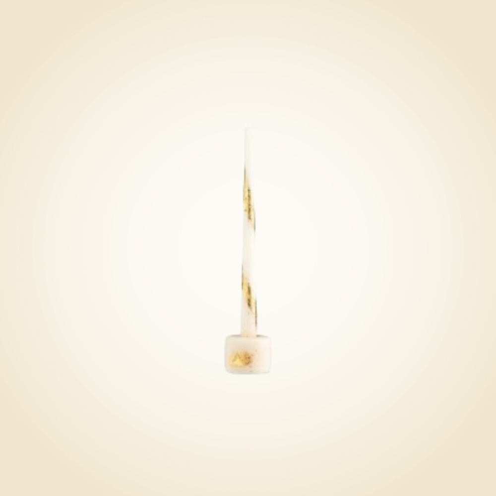 Shabbos Candle Lighter - White and Gold