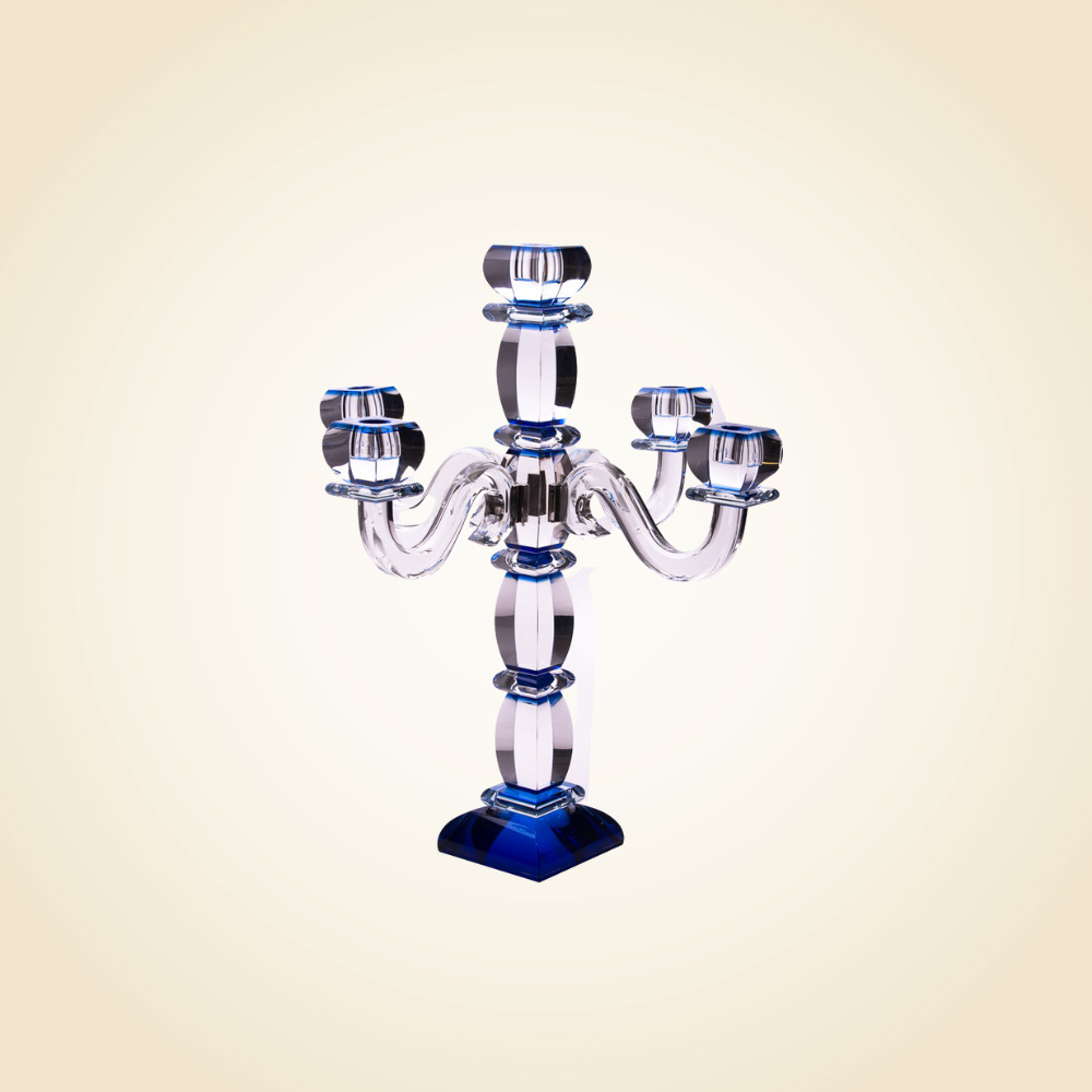 Candelabra Crystal Blue SS 6 Branches