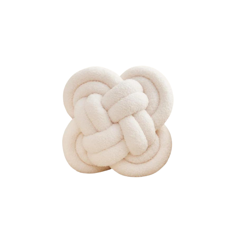 Ivory Fleece Knot Pillow 12 Timeless Table