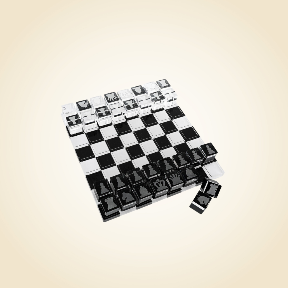 Lucite Black & White Chess Set