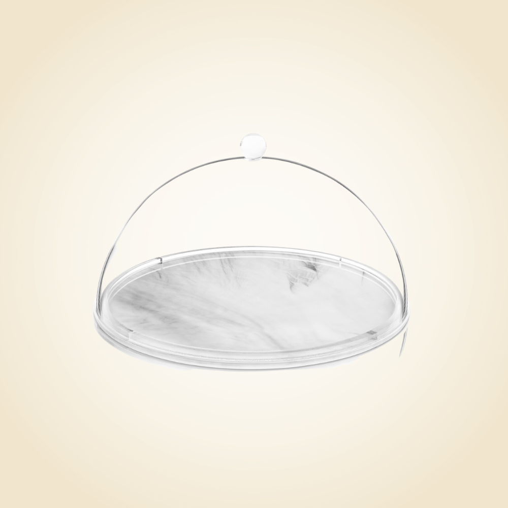 Lucite Round Cake Dome With Marble Base