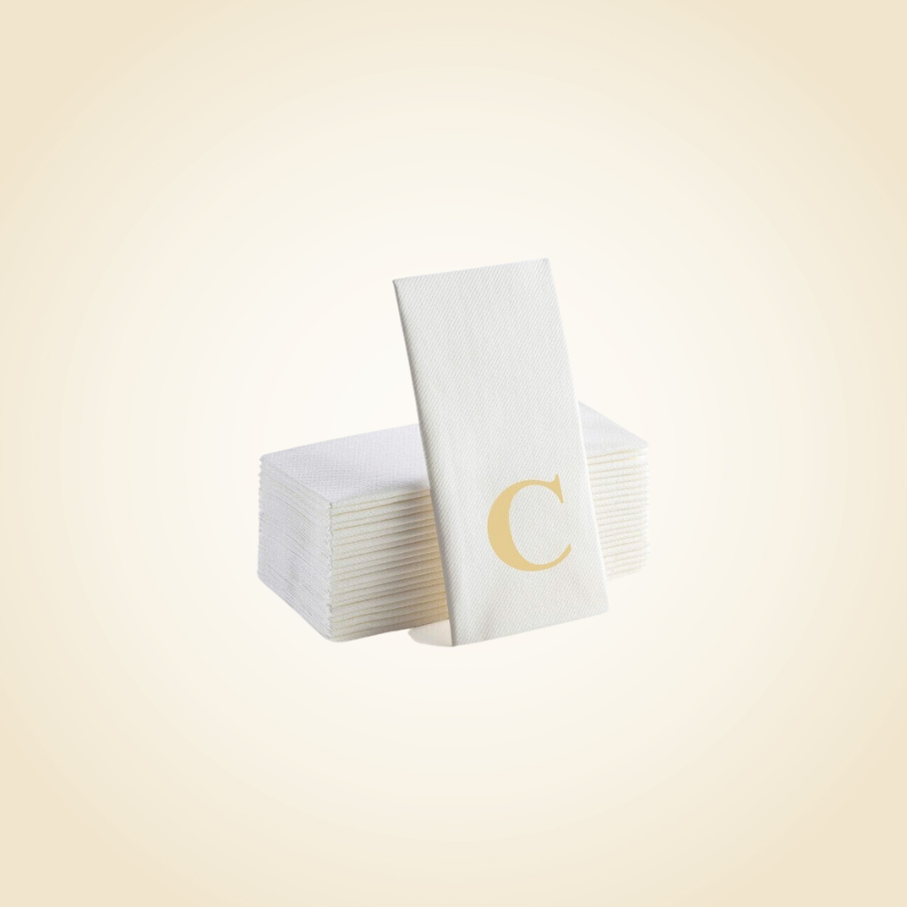 Gold Foil C Monogrammed Napkins Pack of 25